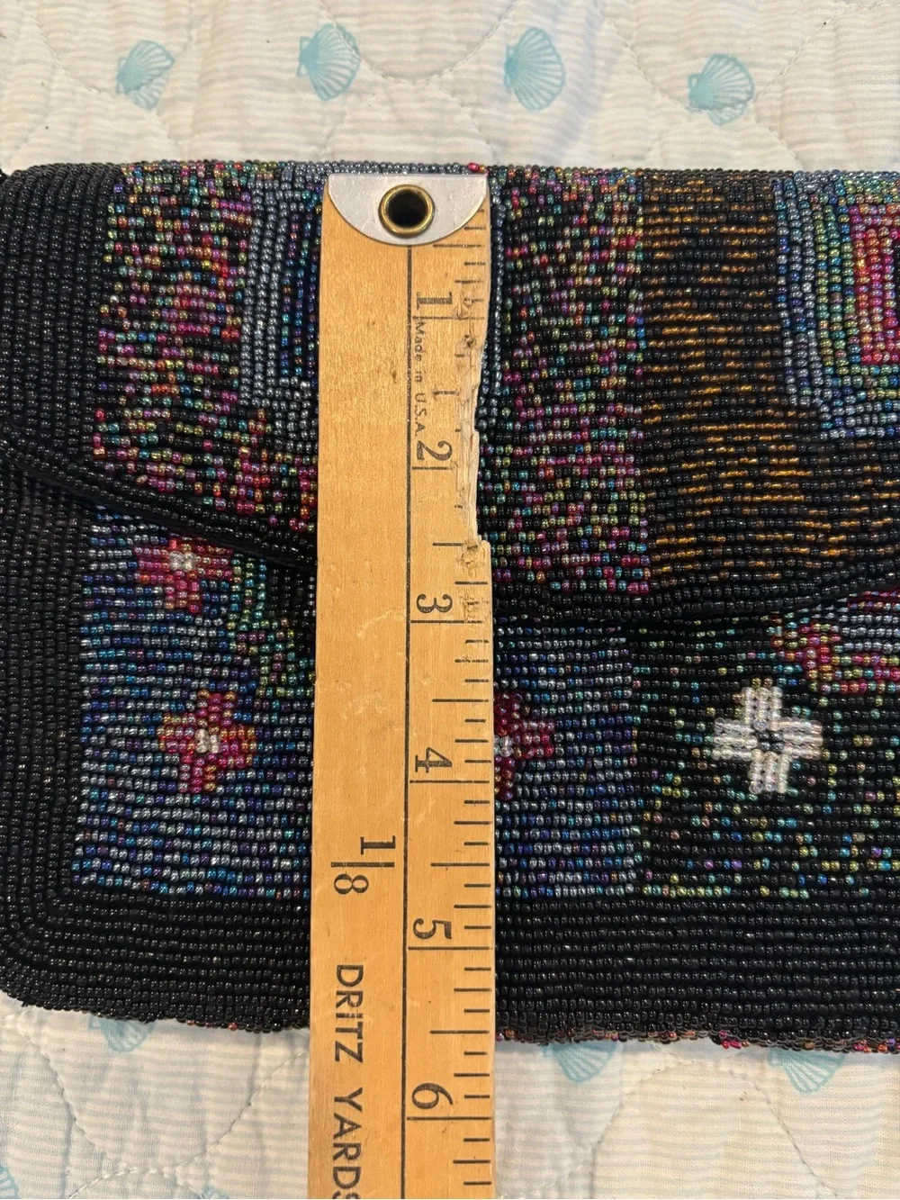 Vintage Beaded glam Wristlet Clutch Geometric Boho Festival Southwestern Bag